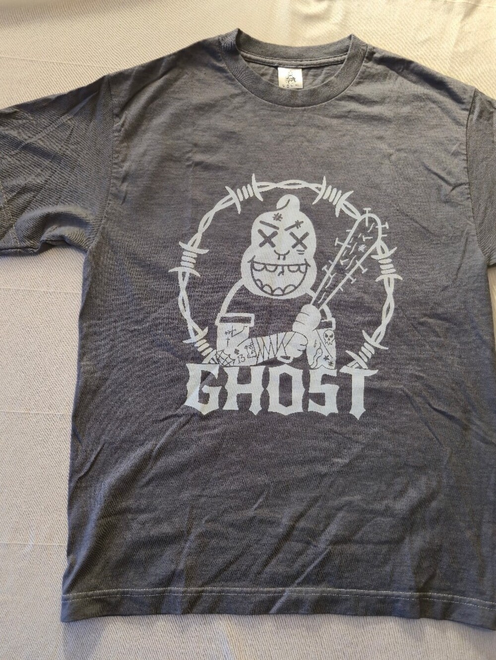 Ghost Graphic T-Shirt with Barbed Wire Design Medium